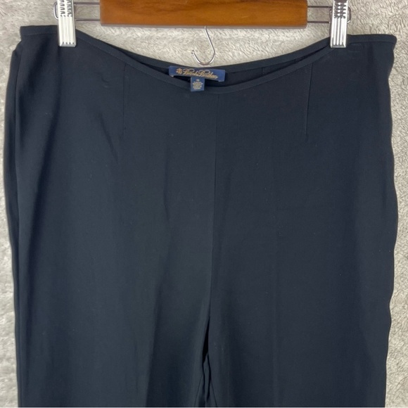 BROOKS BROTHERS Wide Leg Black Crepe Pants Side Zipper Size 12 - Picture 2 of 14